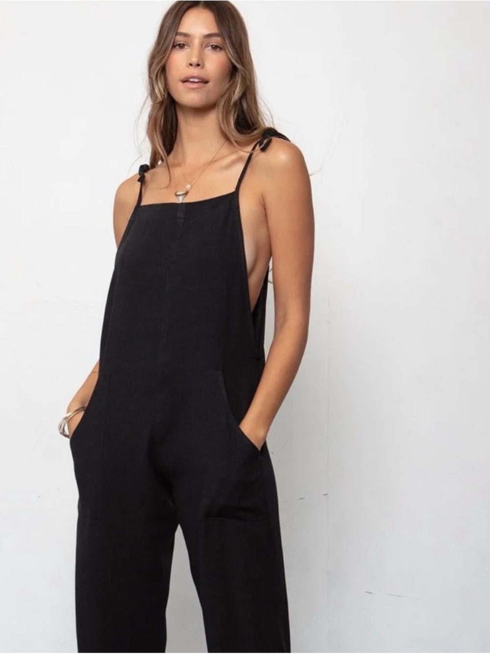 Stillwater Black Tie-Strap Jumpsuit size M